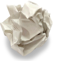 paper crumpled from writing content